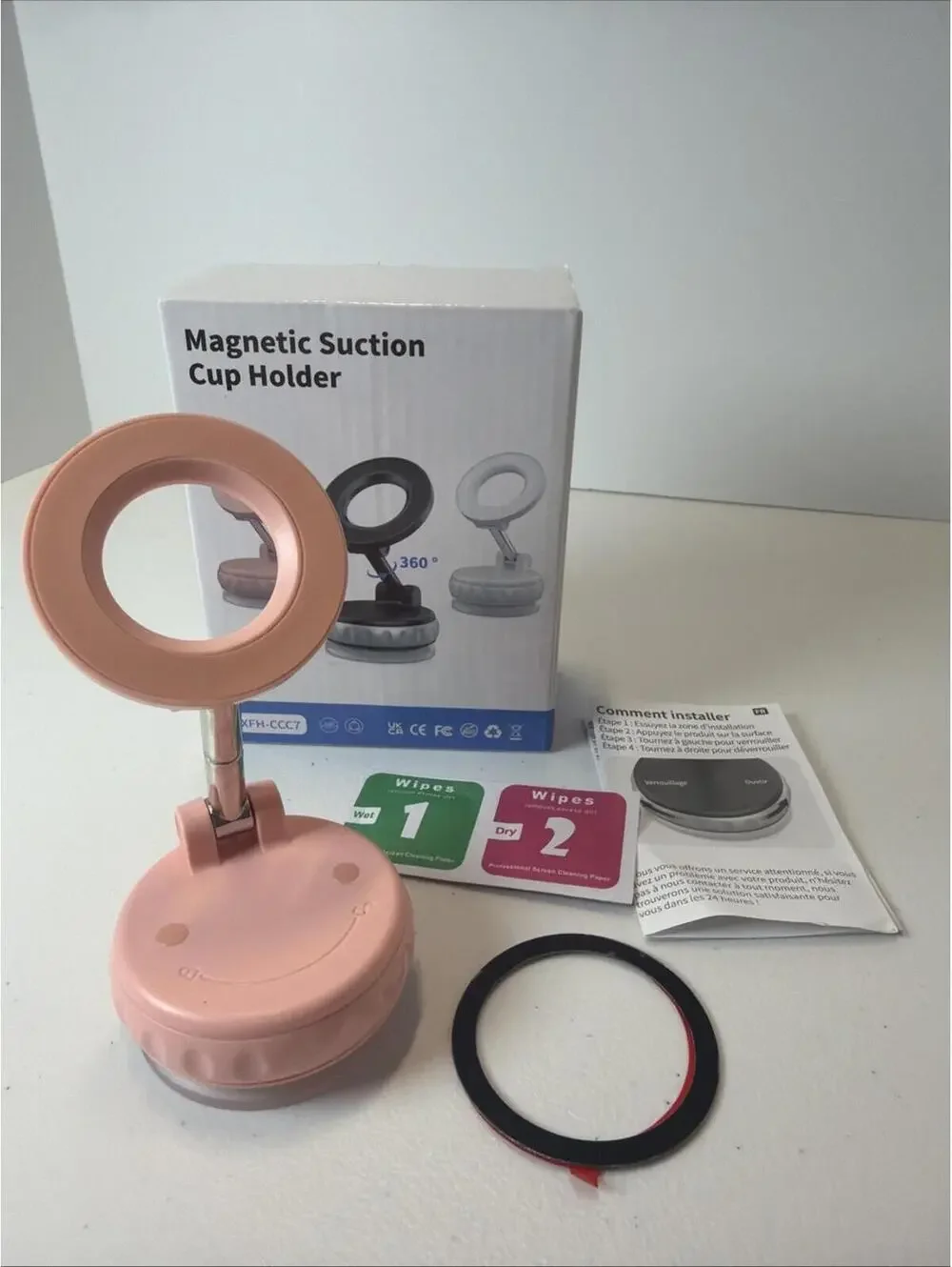 Magnetic Suction Cup Phone Holder ~ Pink